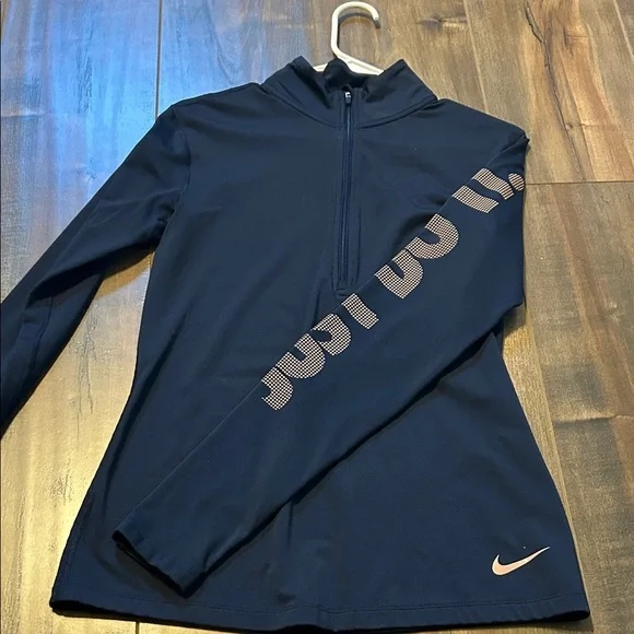 Nike Navy Blue Long Sleeve Top with Slogan - Picture 1 of 1